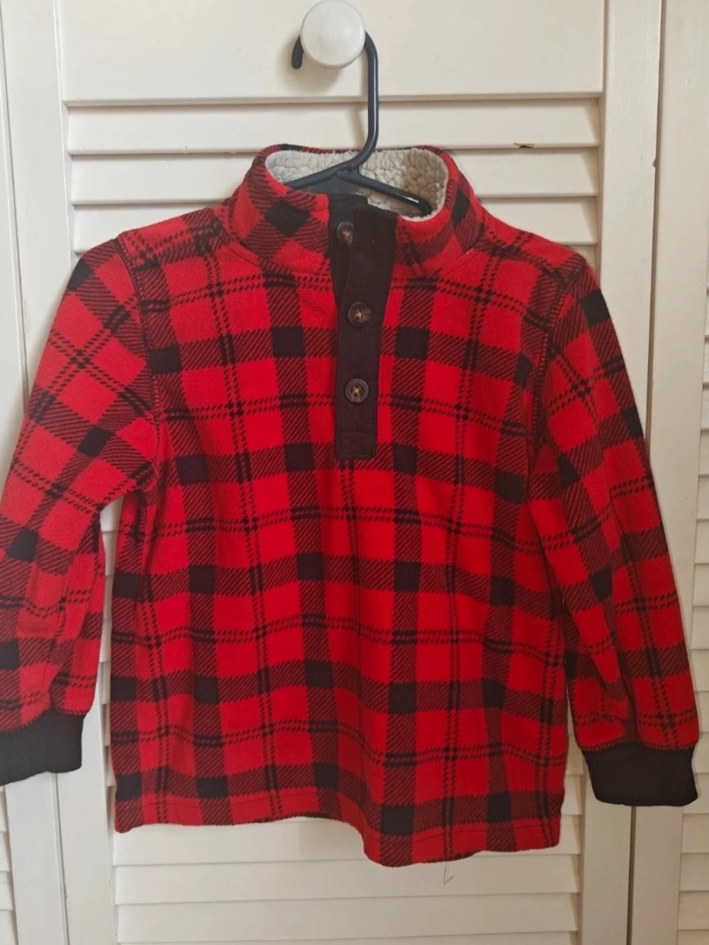 Carter's Red & Black Plaid Sherpa-Lined Pullover 3T